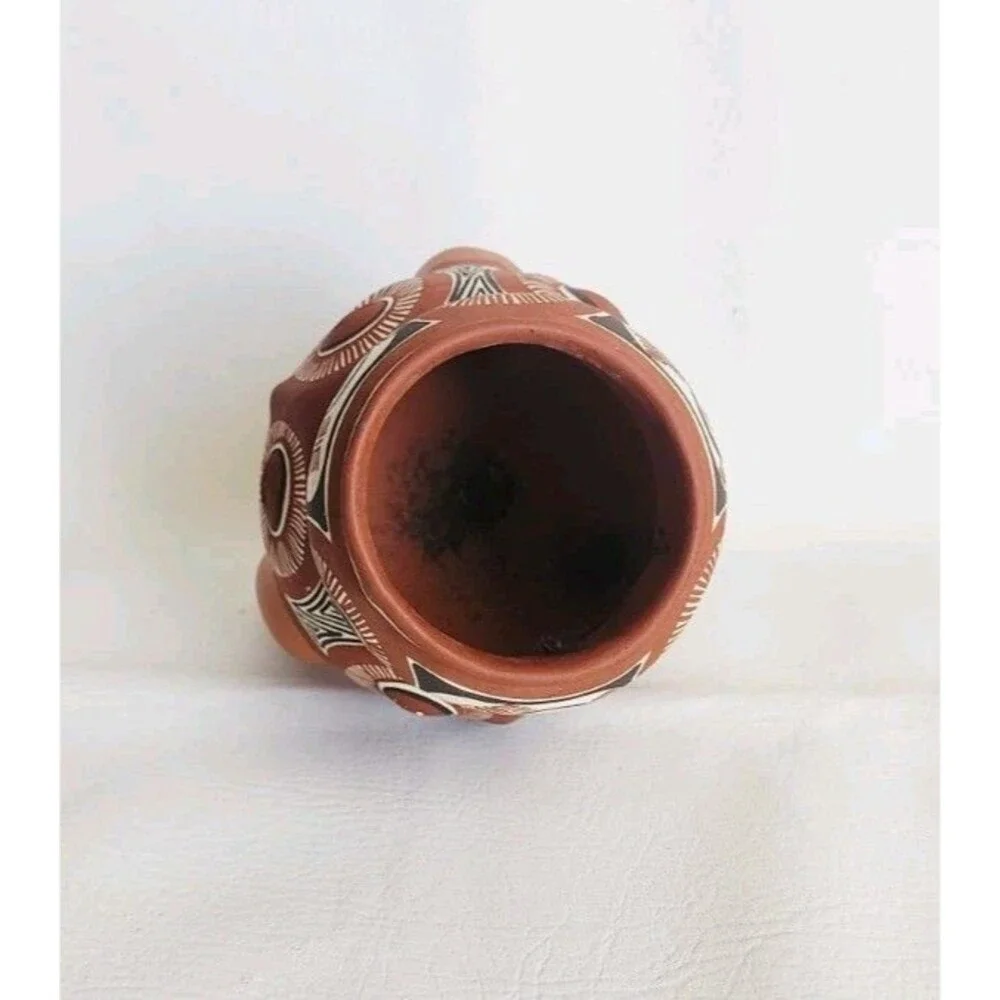 Venezuelan Folk Art Handmade Hand Painted Tree Face Small Terracotta Vase